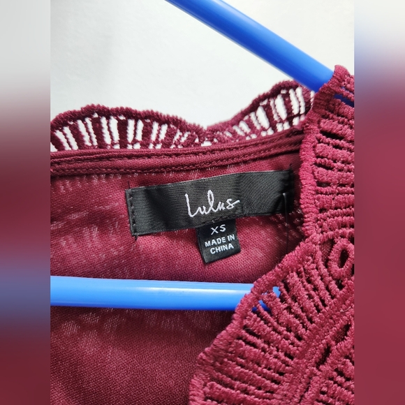 NWT LULU'S Maroon Lace Dress - Picture 2 of 8